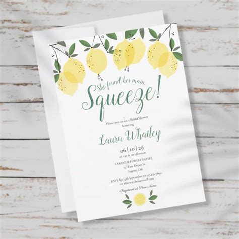 She Found Her Main Squeeze Lemon Bridal Shower Invitation Zazzle