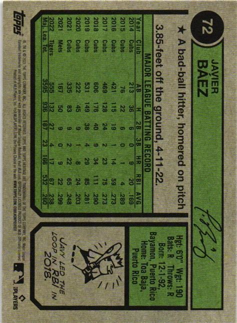 2023 Topps Heritage 72 Javier Baez Detroit Tigers EBay