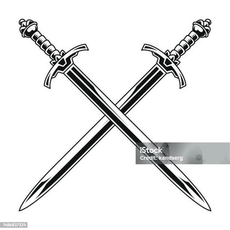 Medieval Crossed Swords Vector Stock Illustration Download Image Now Sword Crossing Vector