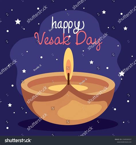 Happy Vesak Day Lettering Poster Stock Vector Royalty Free