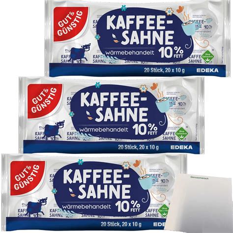 G G Kaffeesahne 10 Fett Ohne Gentechnik 3er Pack 60x10g Portionen