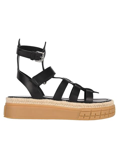 Prada Leather Thick Sole Gladiator Sandals In Black Lyst