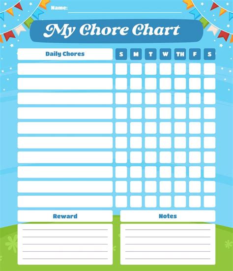 A Printable Chore Chart For Kids With Kites In The Sky Behind It