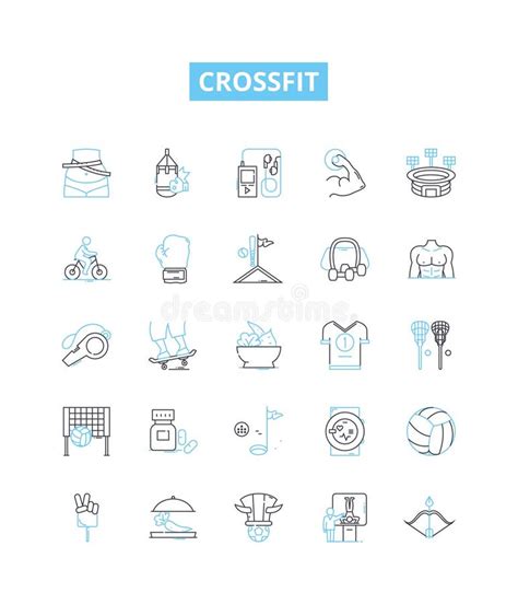 Jeu D icônes De Ligne Vectorielle Croisée Entraînement Fitness