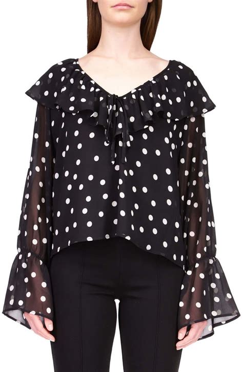 Sanctuary Polka Dot Ruffle Blouse Nordstrom