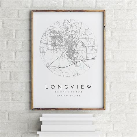 Longview Map Longview Texas City Map Home Town Map Etsy