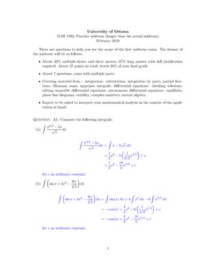 Midterm Version Solutions University Of Ottawa Mat Midterm