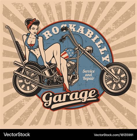 Pin Up Girl On Motorcycle Color Version Royalty Free Vector