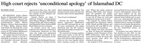 Dawn Epaper Sep High Court Rejects Unconditional Apology