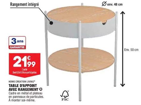 Promo Table D Appoint Avec Rangement Home Creation Living Chez Aldi