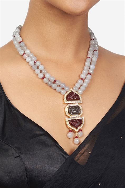 Buy Joules By Radhika Handcrafted Carved Stone Pendant Necklace Online