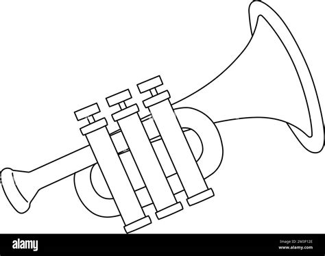 Mardi Gras Trompeta Página de Colorear Aislada para Niños Imagen Vector