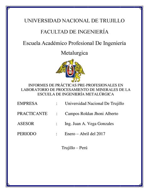 Pdf Informe De Practicas Pre Profesionales Facultad De Ingenieria