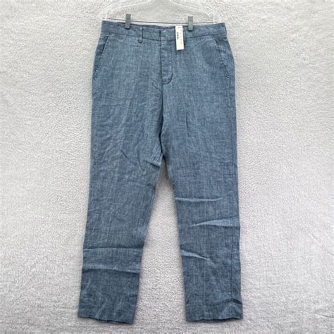 J Crew Pants Jcrew Bowery Pants Mens X Slim Blue Linen Pants