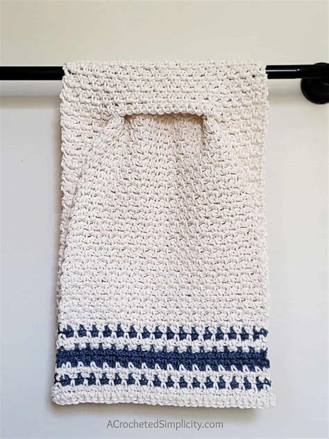 Farmhouse Striped Keyhole Hand Towel Free Crochet Towel Pattern A