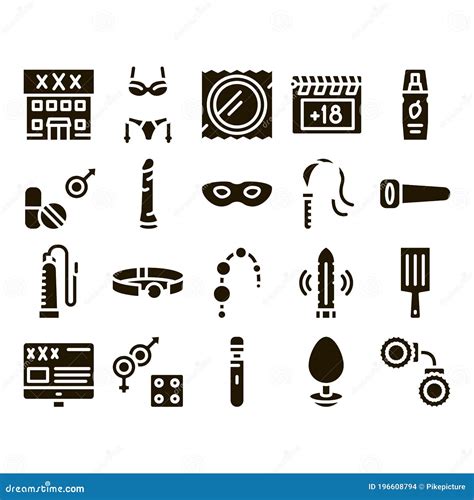 Intim Shop Sex Toys Glyph Set Vector Stock Vector Illustration Of