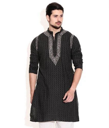 Black Embroidered Mens Kurta At ₹ 350piece Men Embroidered Kurta In