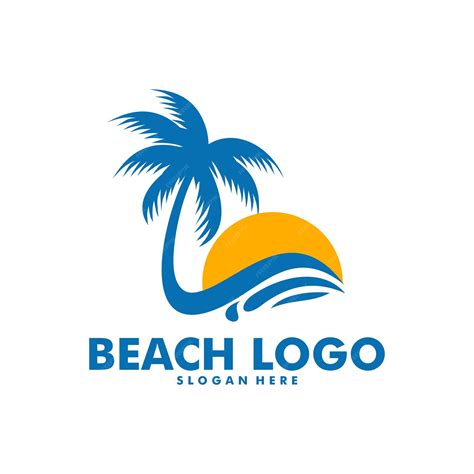 Premium Vector Beach Logo Design Vector Beach Palm And Sunset Vector Template