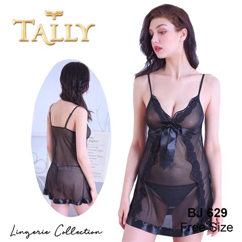 Jual TALLY Lingerie Transparan Baju Tidur Premium Bahan Lace Brokat BJ