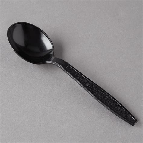 Visions Individually Wrapped Black Heavy Weight Plastic Soup Spoon