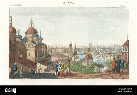 View Of The City Of Moscow Russia Circa 1800 Handcoloured