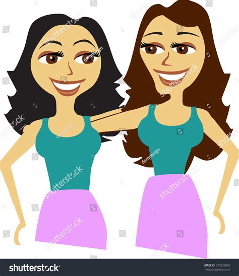 Two Girls Cartoon Stock Vector Royalty Free 274029818 Shutterstock