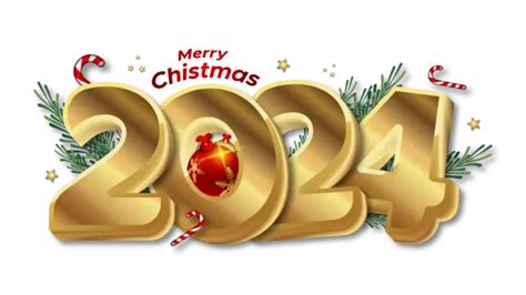 2024 Merry Christmas Hand Drawn Vector Transparent Background Image