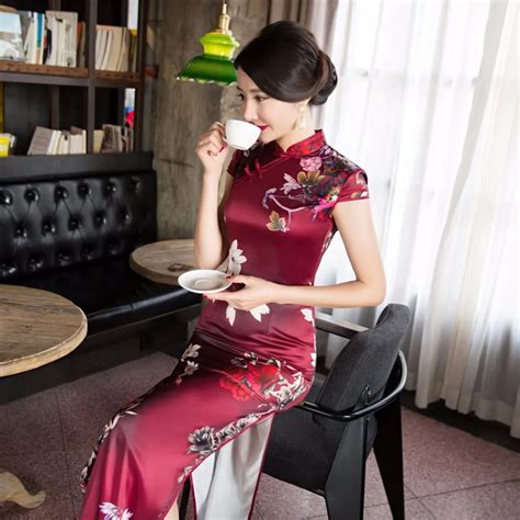 Fengmeisi Chinese Traditional Women Vintage Print Cheongsam Qipao