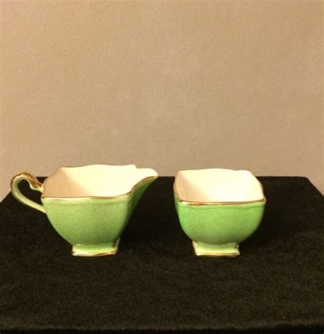 Royal Winton Grimwades Green Lusterware Sugar And Creamer Antique