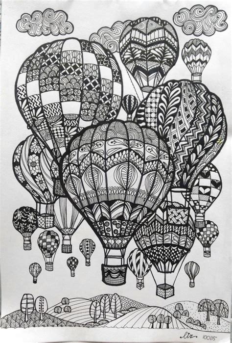 Hot Air Balloons Doodle Art Mandala Drawing Doodle Art Designs Doodles