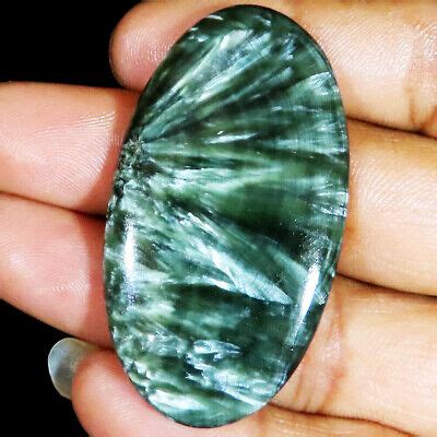 88 15 Cts 100 Natural Green Seraphinite Oval Cabochon Gemstone 29x54x5