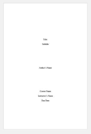 Title Page Writing Format Examples Lesson Study