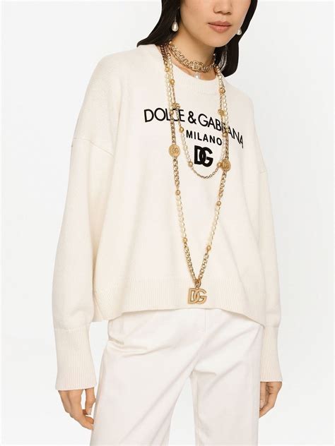 Dolce And Gabbana Dg Logo Cashmere Jumper Neutrals Farfetch