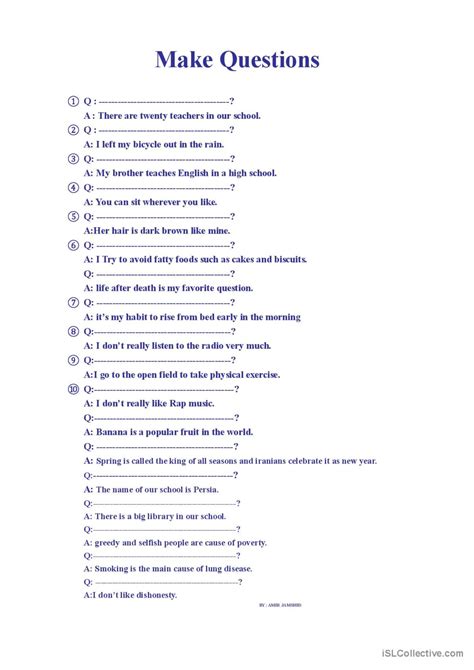 Make Questions English Esl Worksheets Pdf And Doc