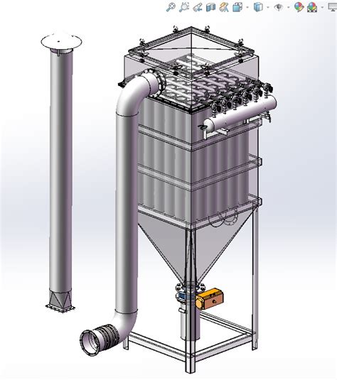 【工程机械】脉冲布袋除尘器3d数模图纸 Solidworks设计 附stepsolidworks 仿真秀干货文章