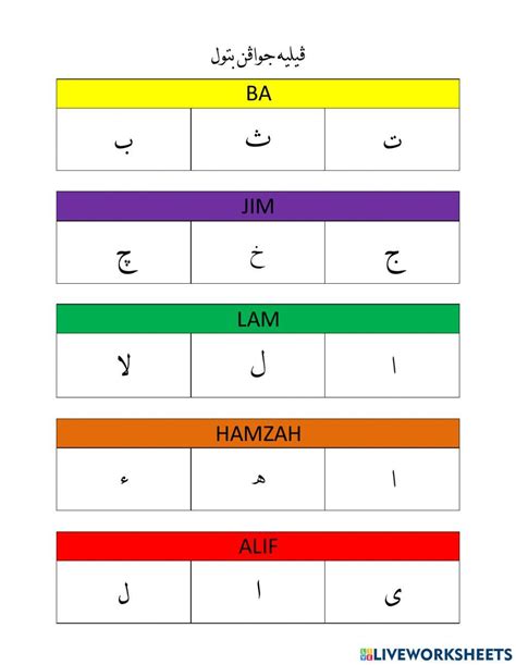 Huruf Jawi Bacaan Jawi Activity Live Worksheets