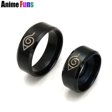 Anime Naruto Logo Rings The Fire Nation Stainless Steel Ring For Women