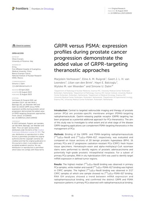 Pdf Grpr Versus Psma Expression Profiles During Prostate Cancer