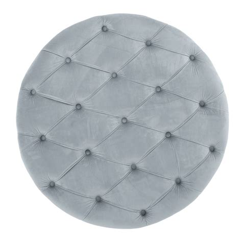 Zelfa Modern Glam Tufted Velvet Round Ottoman Purple And Black