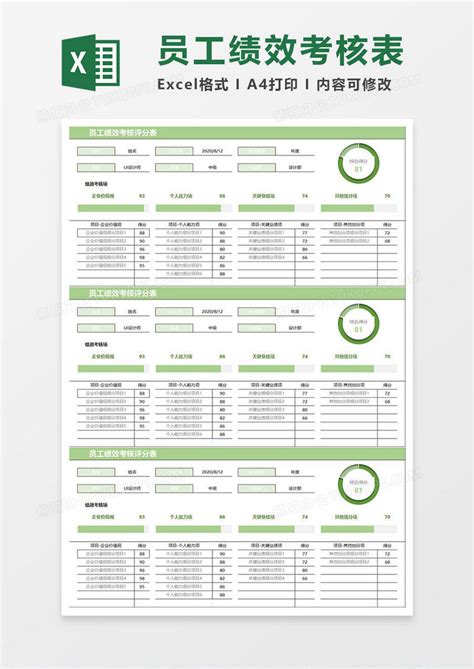 淡绿简约员工绩效考核评分表模板下载绩效图客巴巴