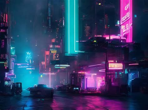 Paisajes urbanos cyberpunk con una estética cyberpunk que incorpora