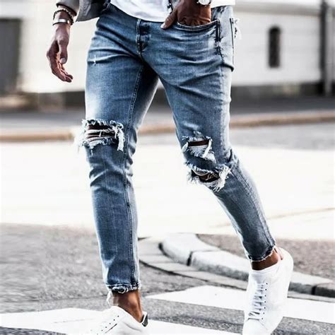 Pantalones Vaqueros Rotos De Estilo Hip Hop Para Hombre Ropa De Calle