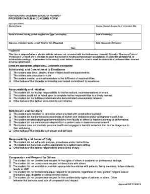 Fillable Online Northeastern NU SOP Professionalism Concern Form