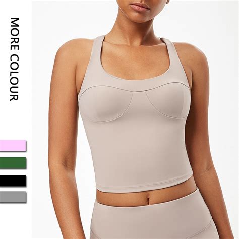 Cross Border Yoga Clothes Top Lulu Nude Sports Top Womens Yoga Vest