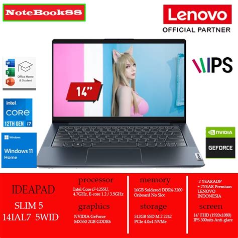 Jual LENOVO IDEAPAD SLIM 5 14IAL7 5WID I7 1255U 16GB 512GB SSD W11 OHS