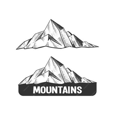 Premium Vector Mountains Engraving Style Vector Illustration