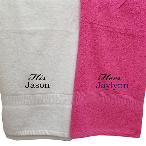 His Hers Couples Two Piece Personalize Bath Towel Set Product