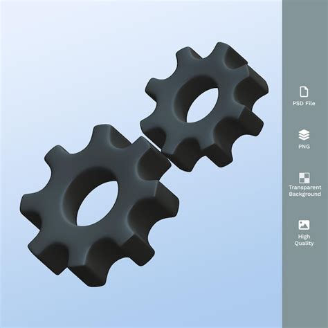 Premium PSD Gears Icon Render 3d