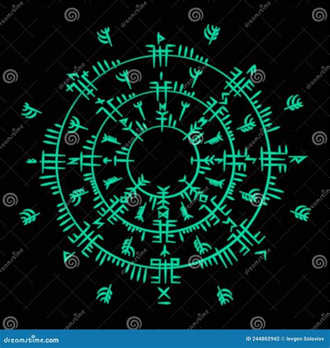 Black Runes Circle Silhouette Wallpaper Vector Illustration