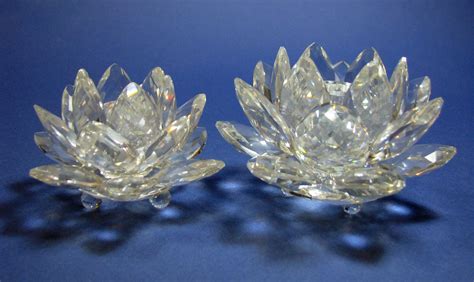 Swarovski Silver Crystal Small Size Water Lily Candle Holder No